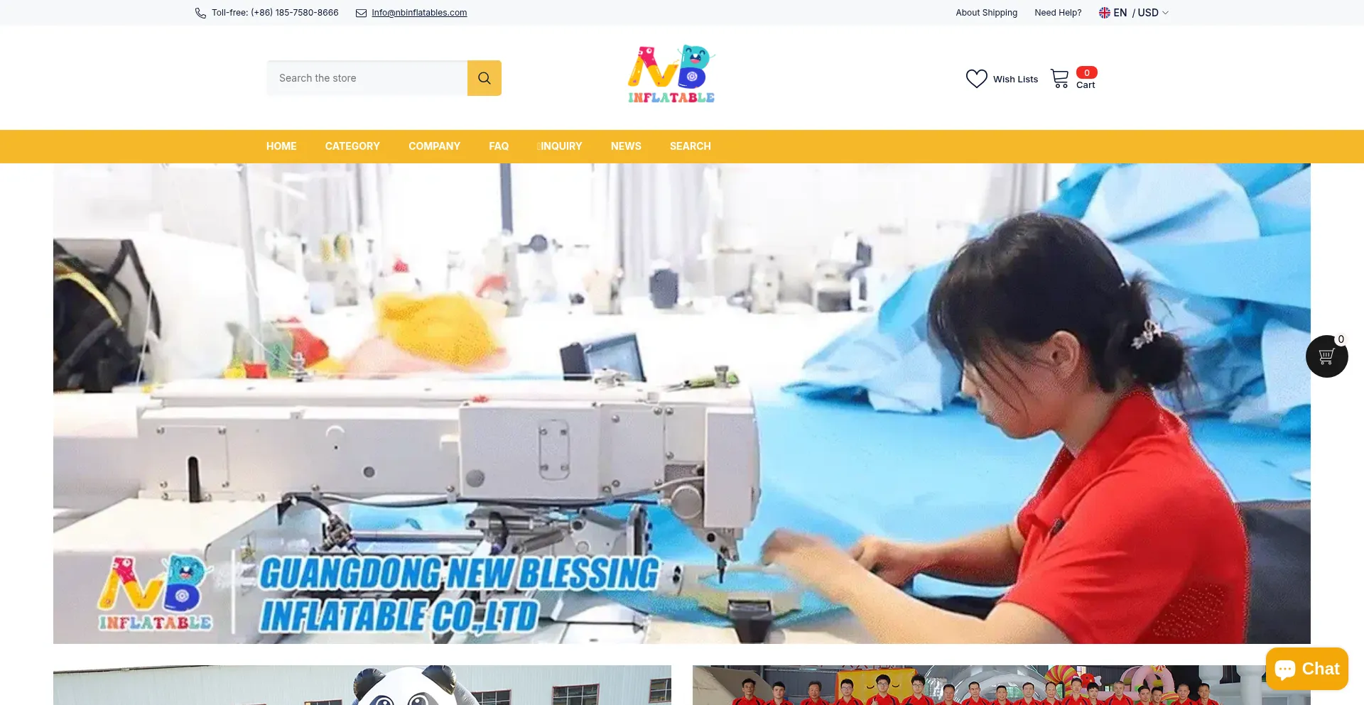 Website screenshot of Nbinflatable.com
