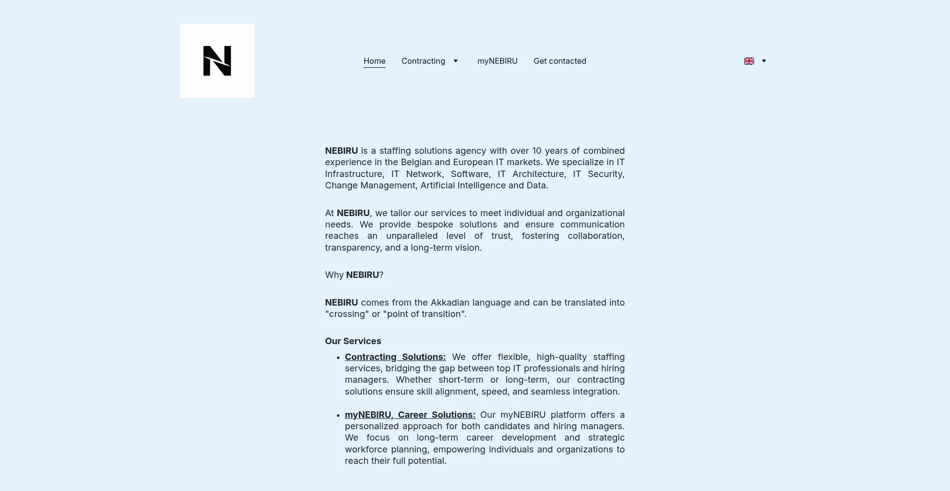 Website screenshot of Nebiru.be