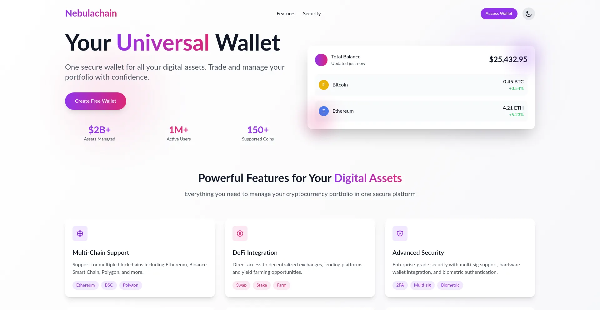 Website screenshot of Nebulachain.app