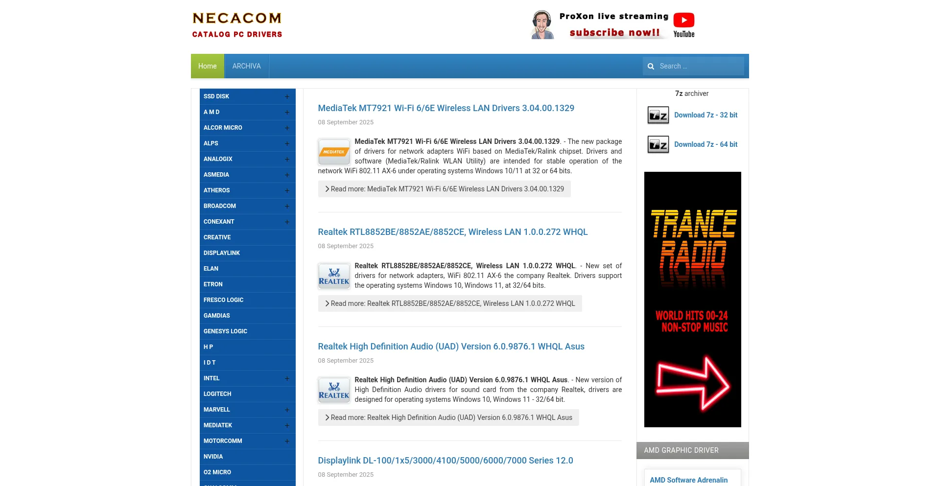 Website screenshot of Necacom.net