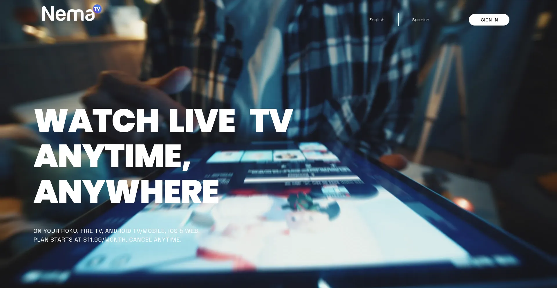 Website screenshot of Nematv.com