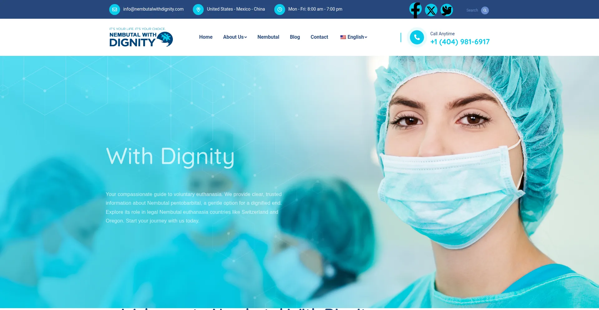 Website screenshot of Nembutalwithdignity.com