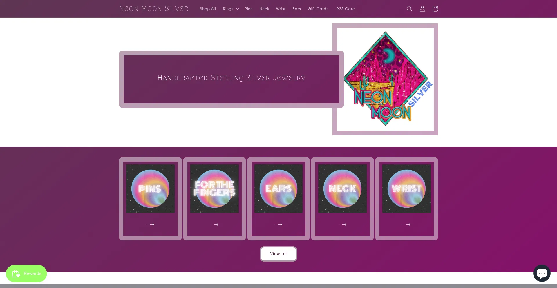 Website screenshot of Neonmoonsilver.myshopify.com