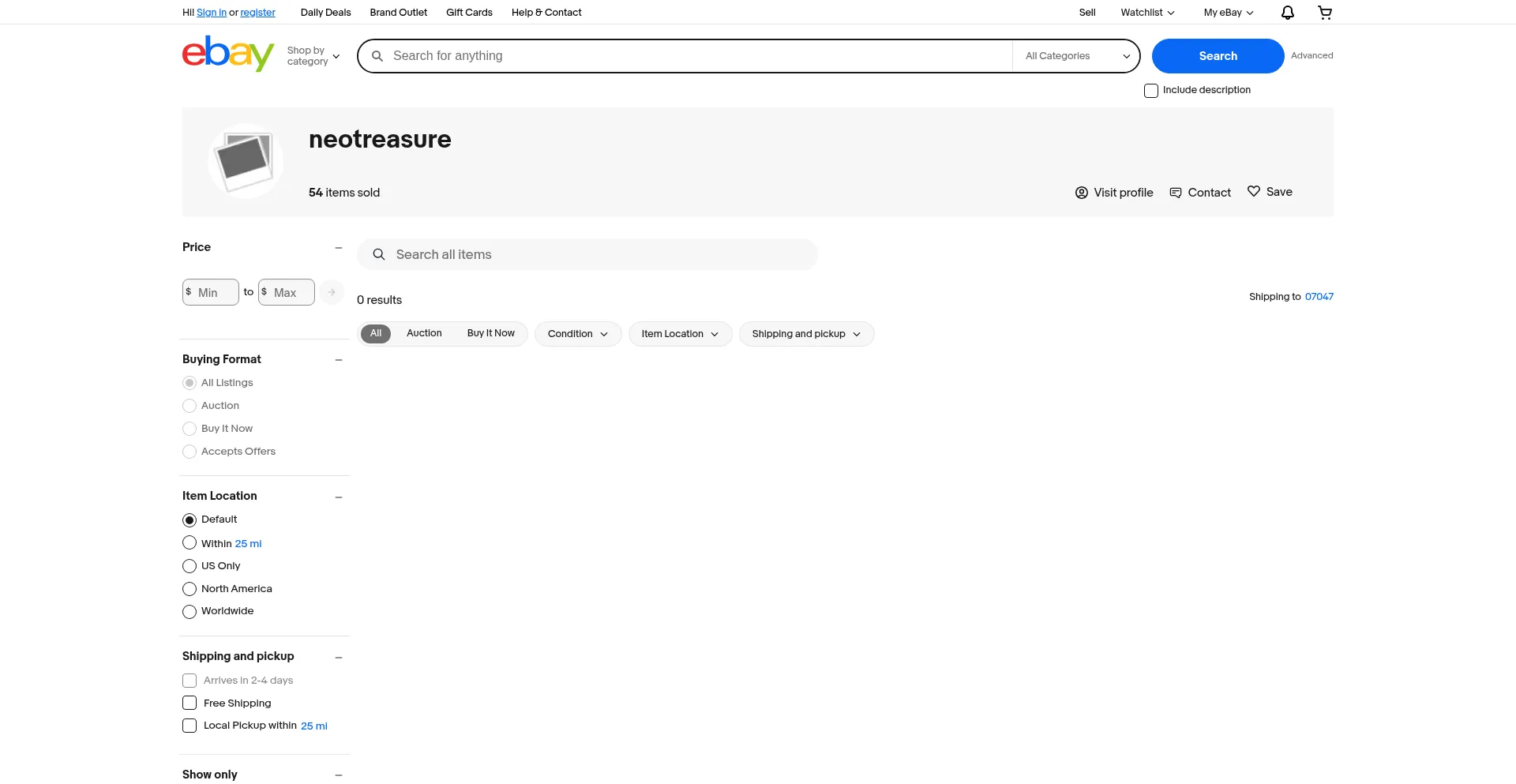 Website screenshot of Neotreasure.com