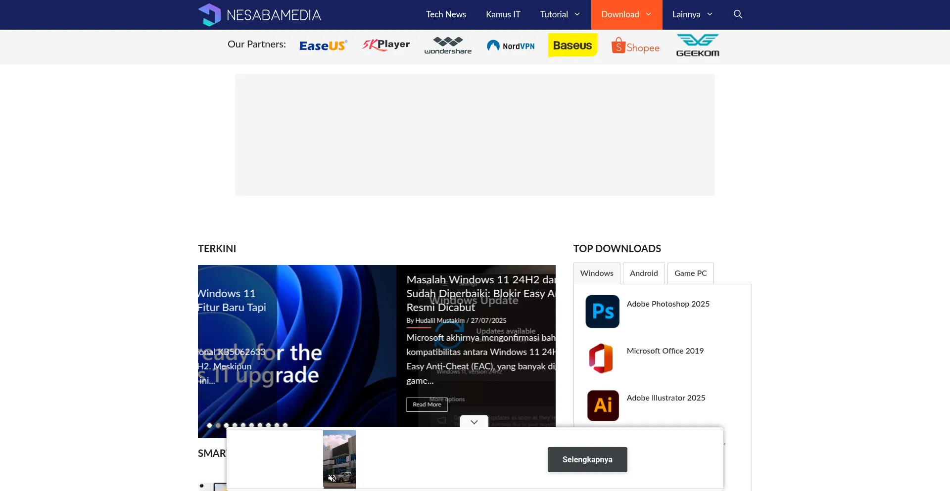 Website screenshot of Nesabamedia.com