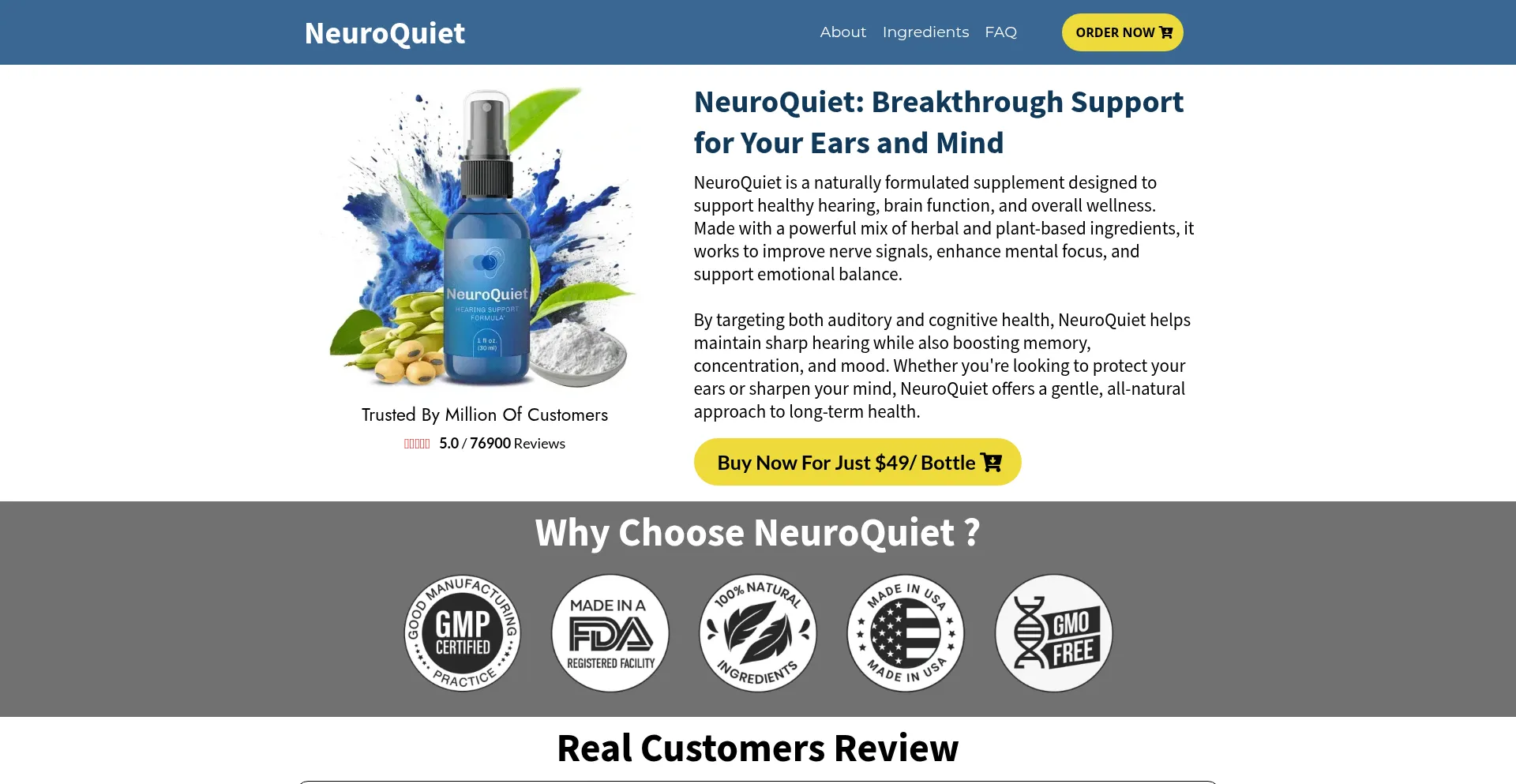 Website screenshot of Neuroquietus.us