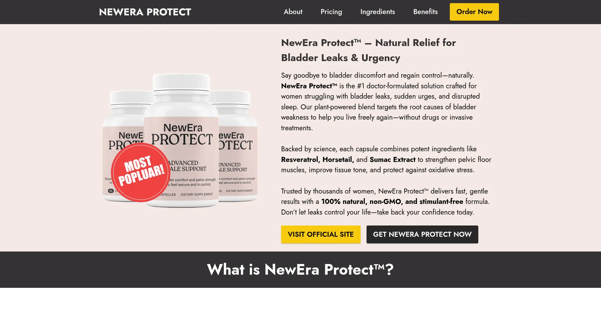 Website screenshot of Neweraprotect.us