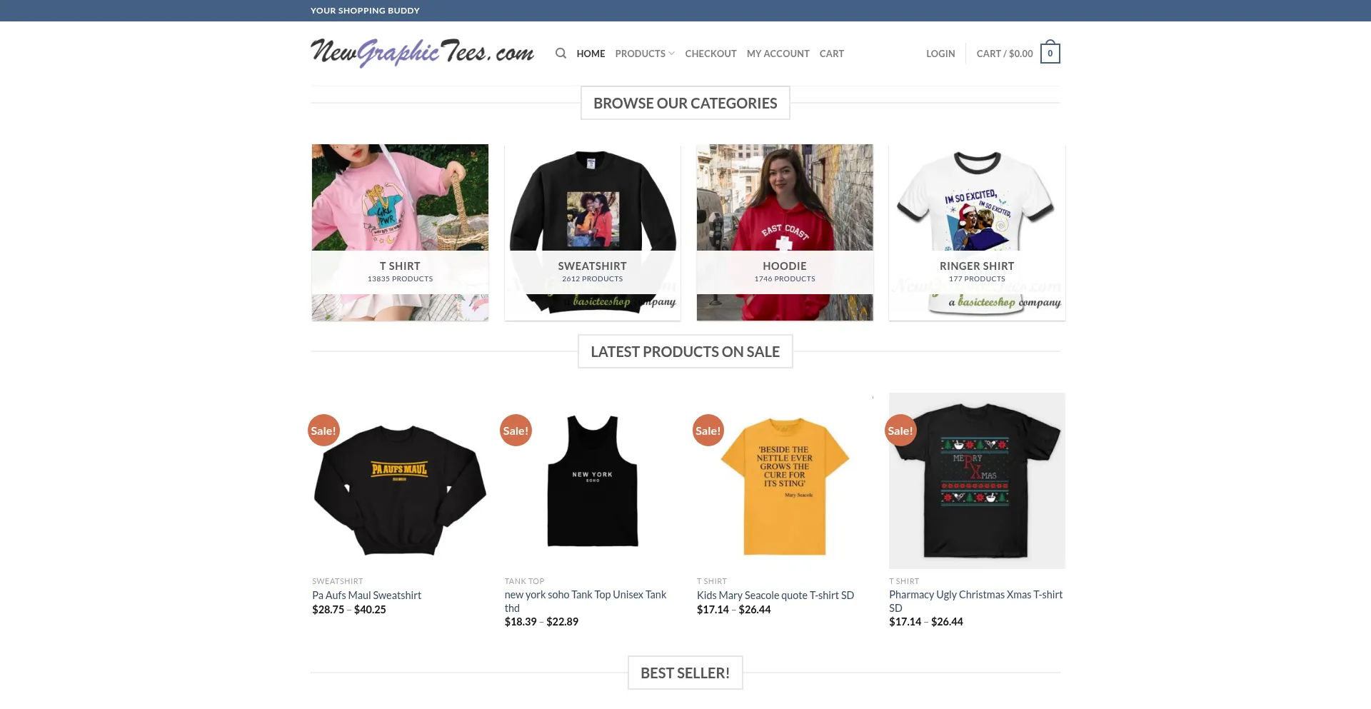 Website screenshot of Newgraphictees.com