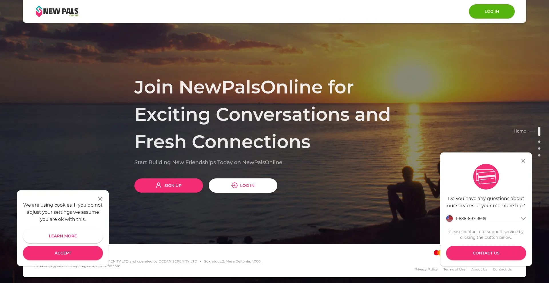 Website screenshot of Newpalsonline.com