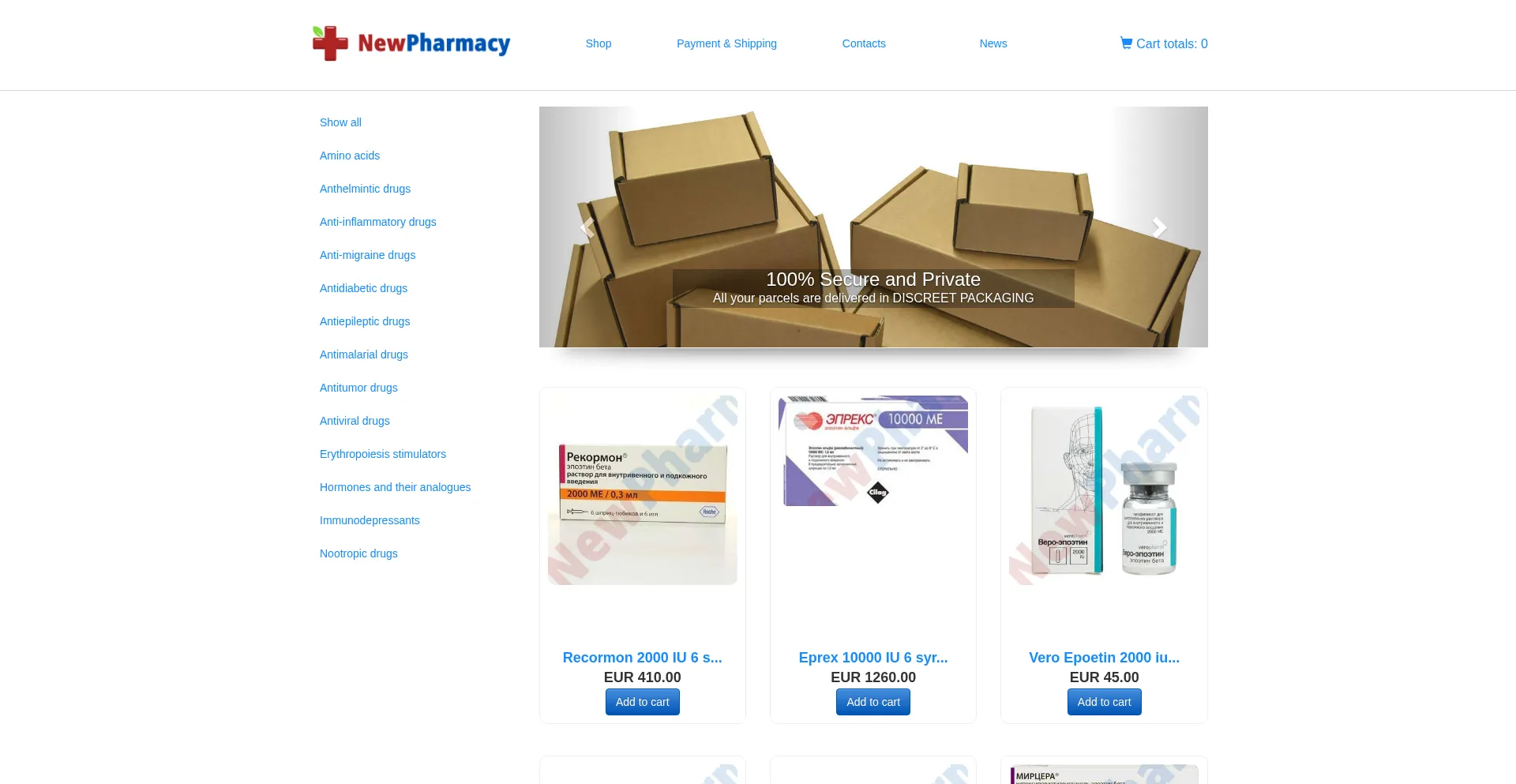 Website screenshot of Newpharmacy.org