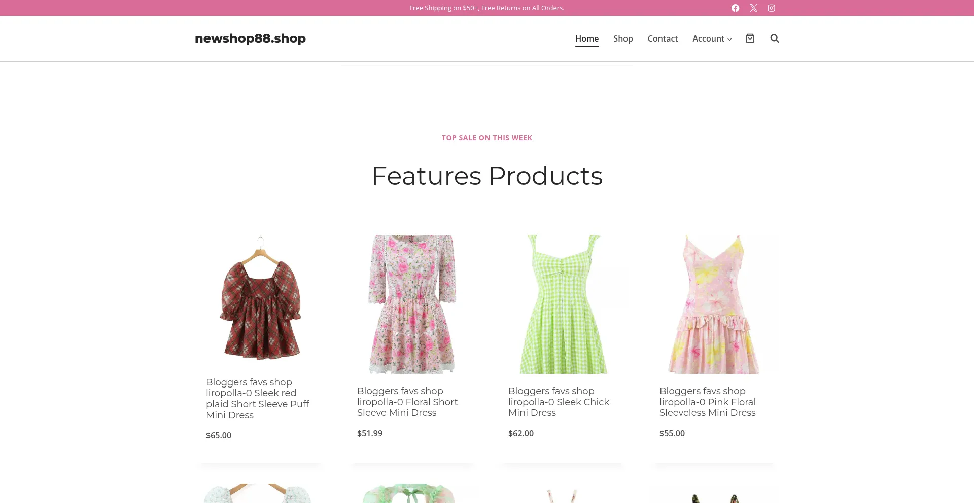 Website screenshot of Newshop88.shop