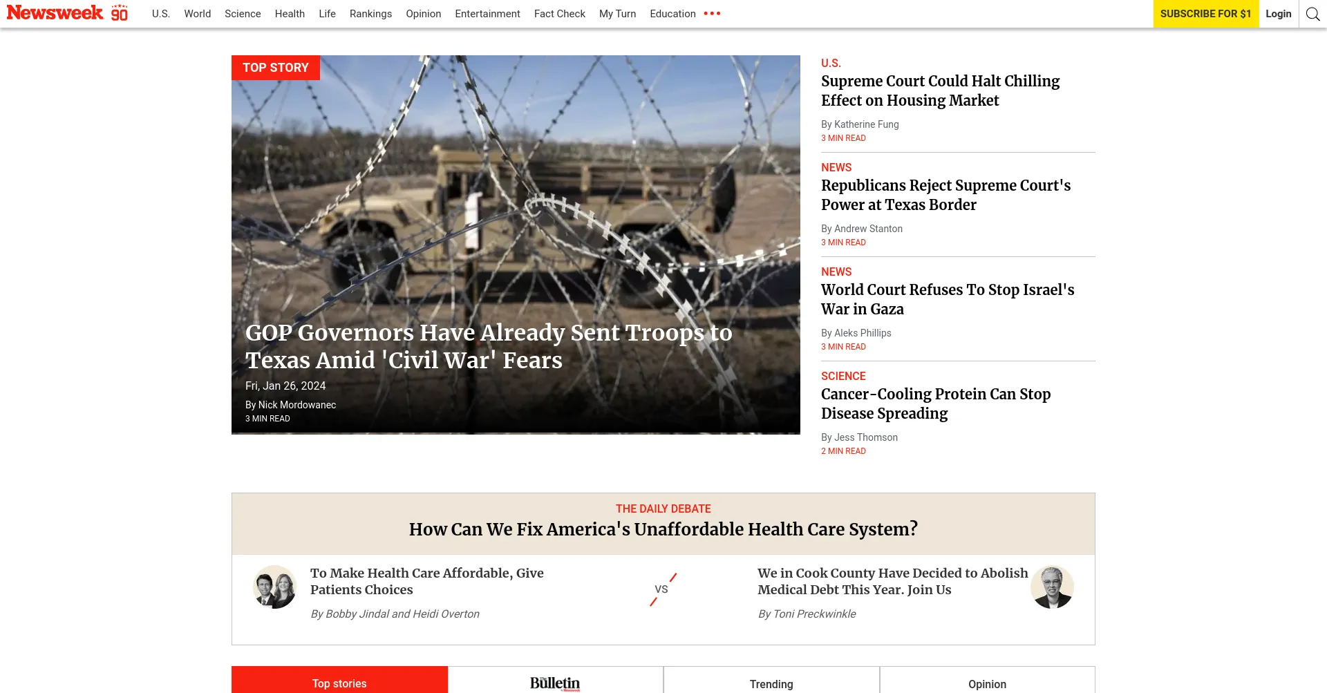 Website screenshot of Newsweek.com