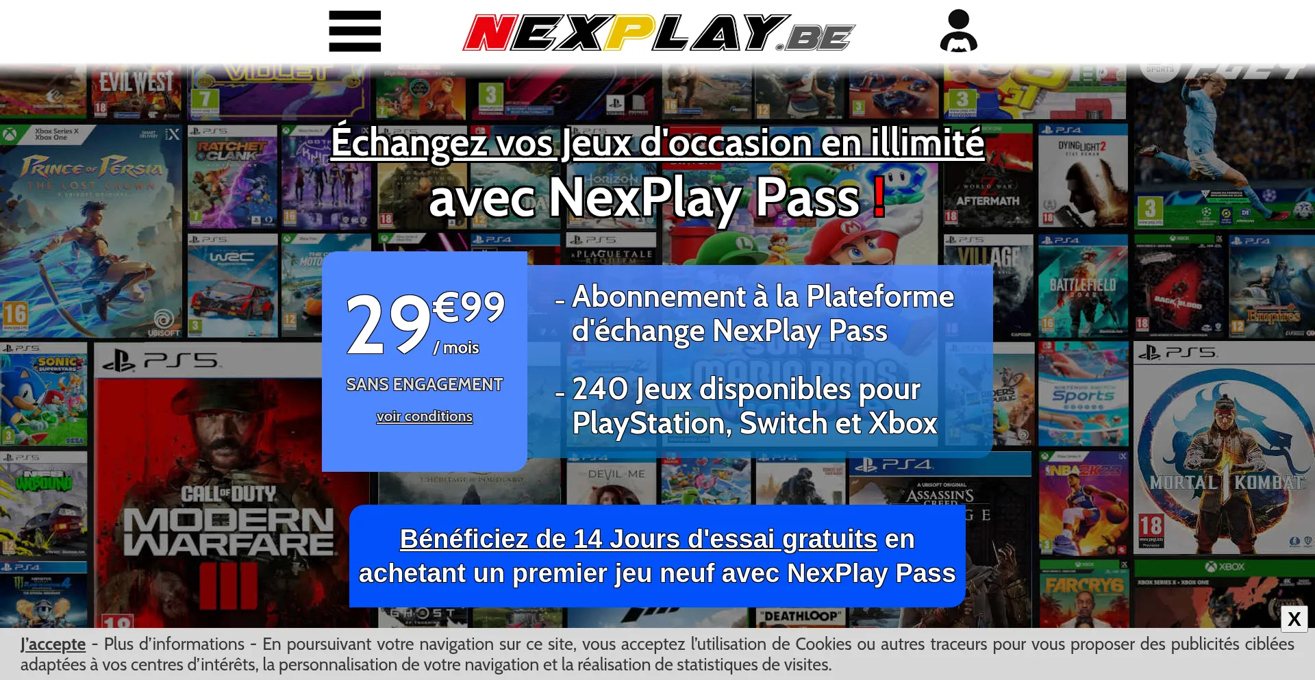 Website screenshot of Nexplay.be