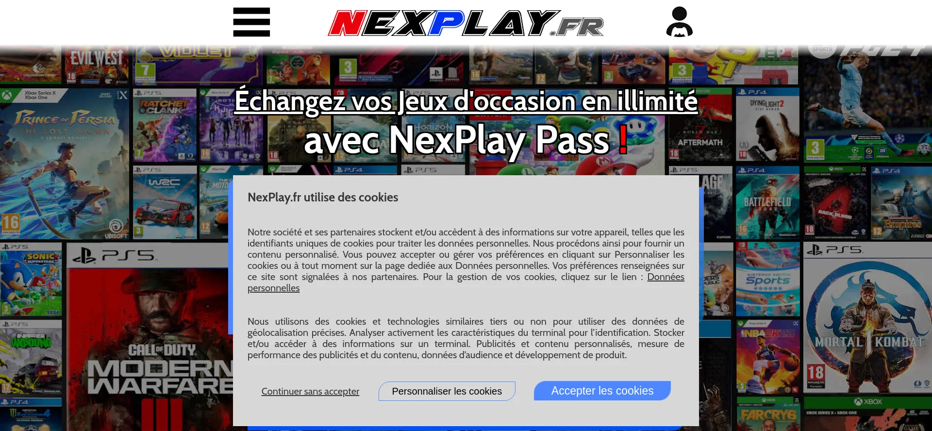 Website screenshot of Nexplay.fr