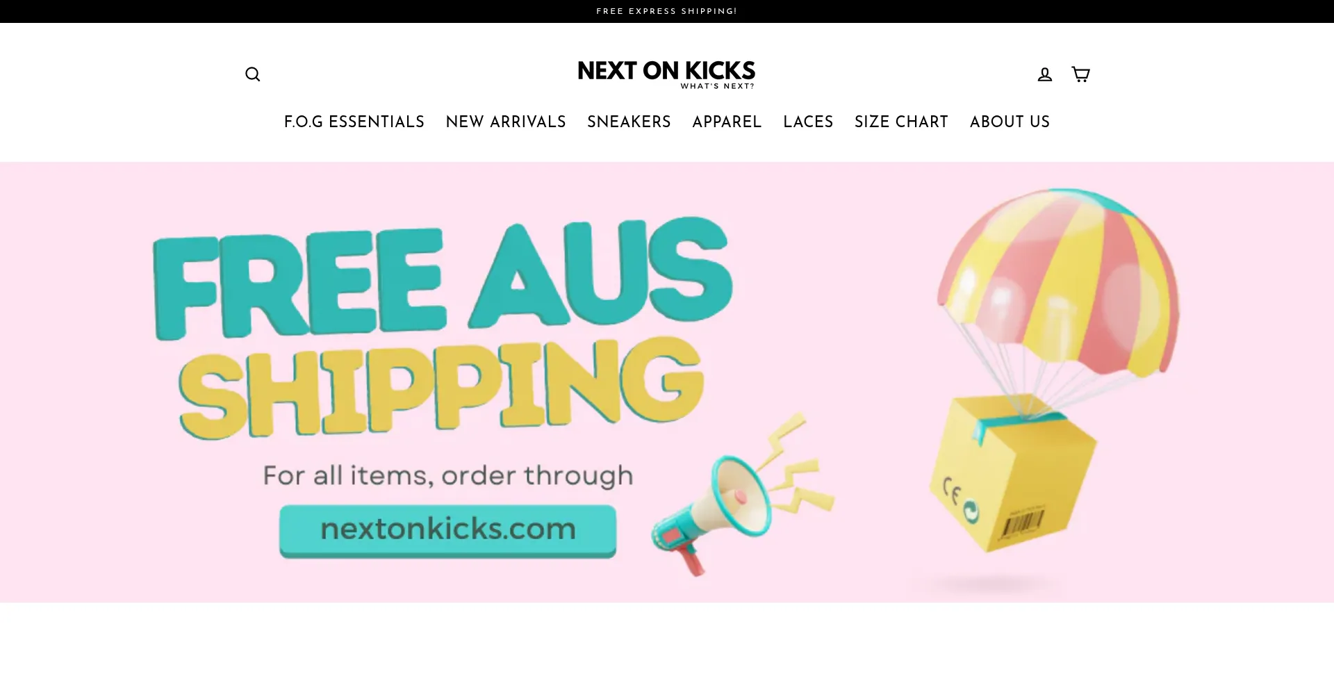Website screenshot of Nextonkicks.com