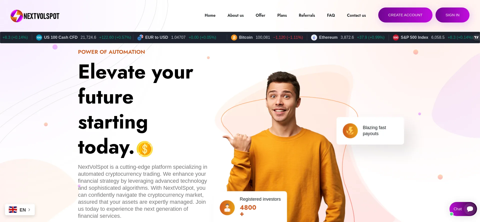 Website screenshot of Nextvolspot.com