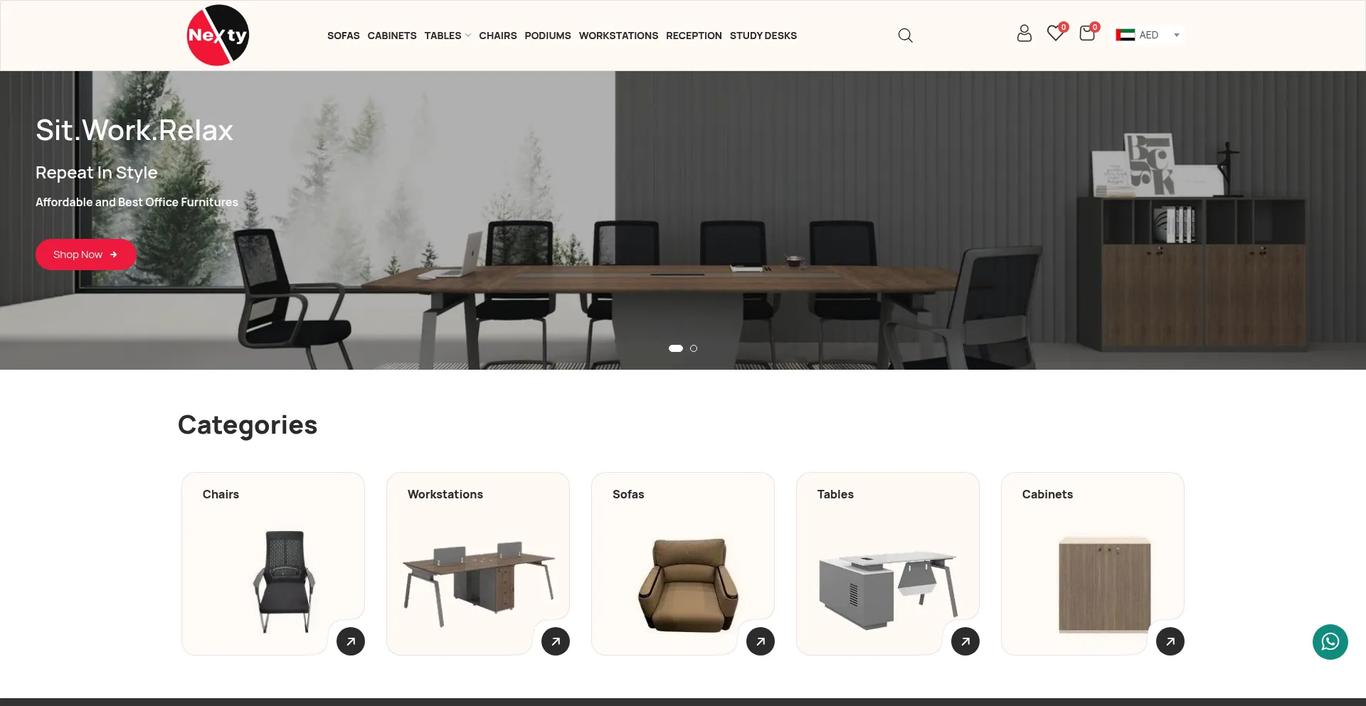 Website screenshot of Nexty.ae