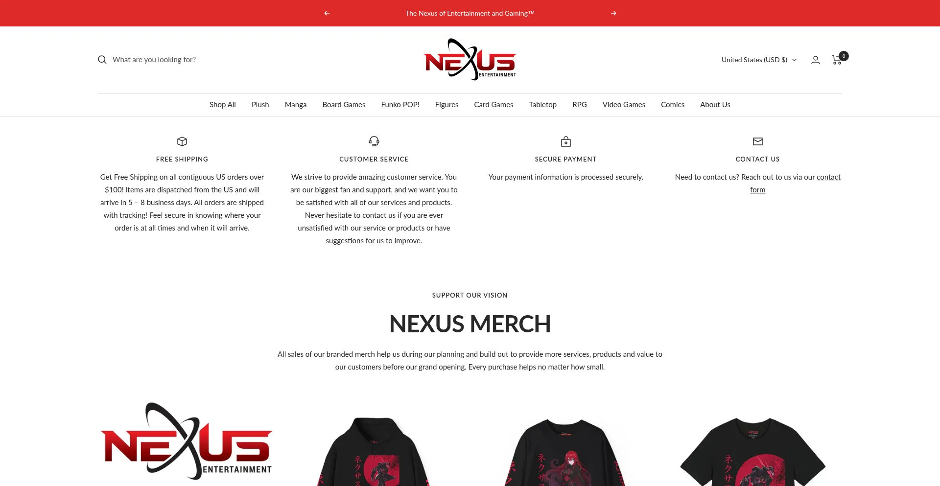 Website screenshot of Nexus-entertainment.com