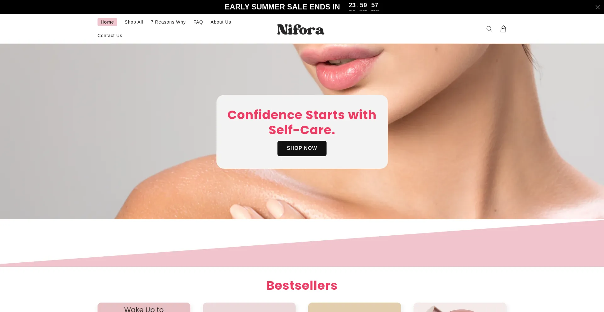 Website screenshot of Niforashop.com
