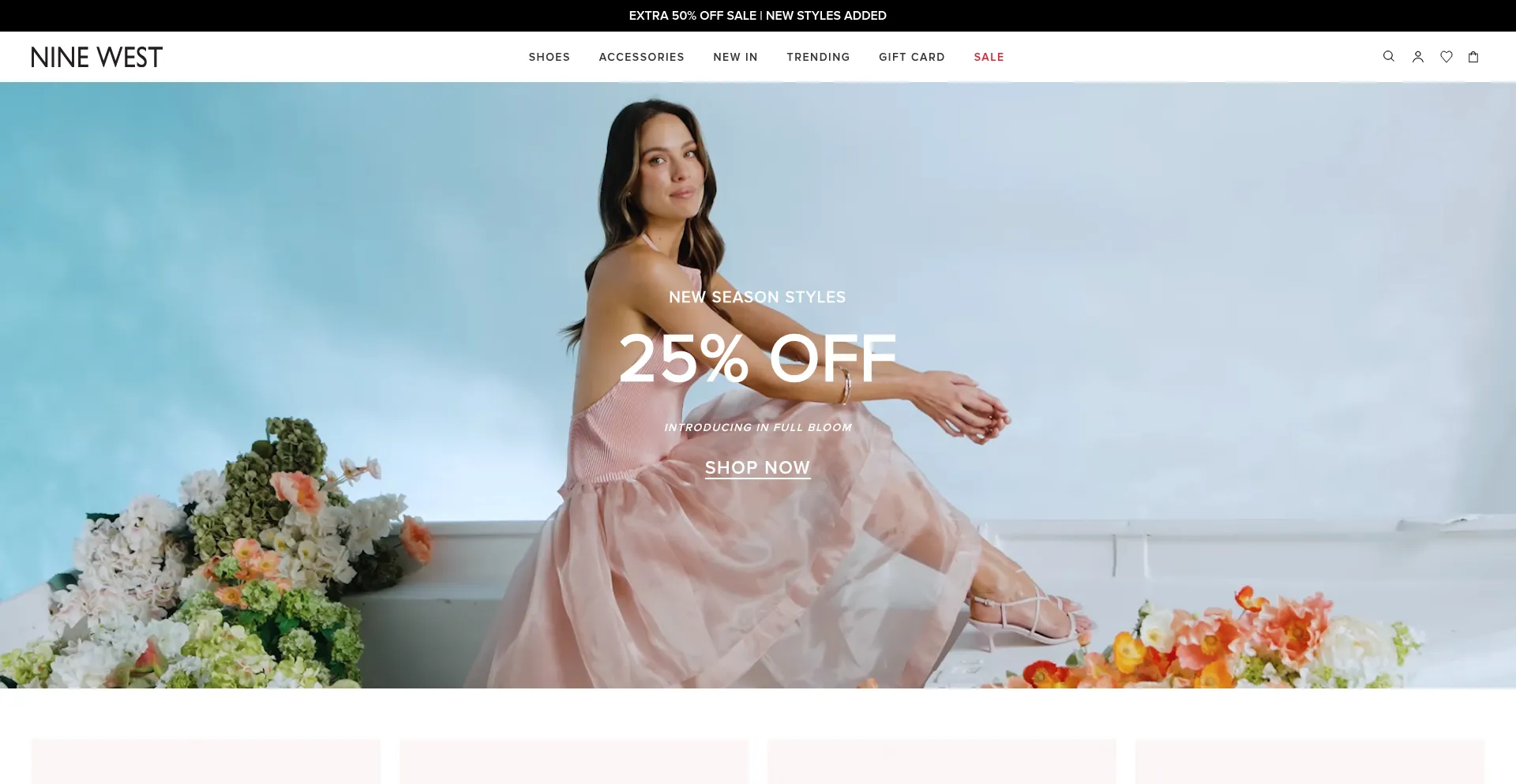 Website screenshot of Ninewest.com.au