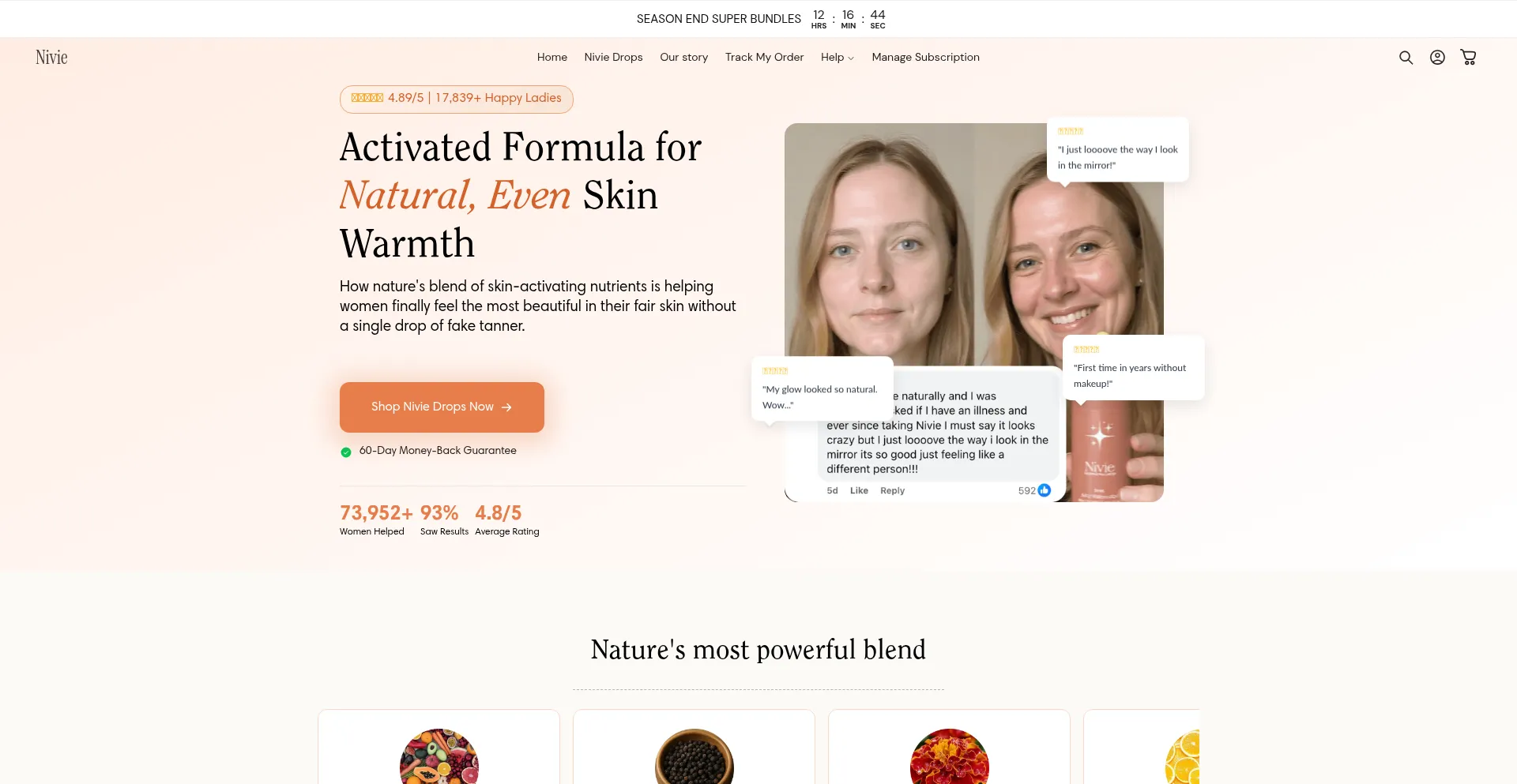 Website screenshot of Nivieorganics.com