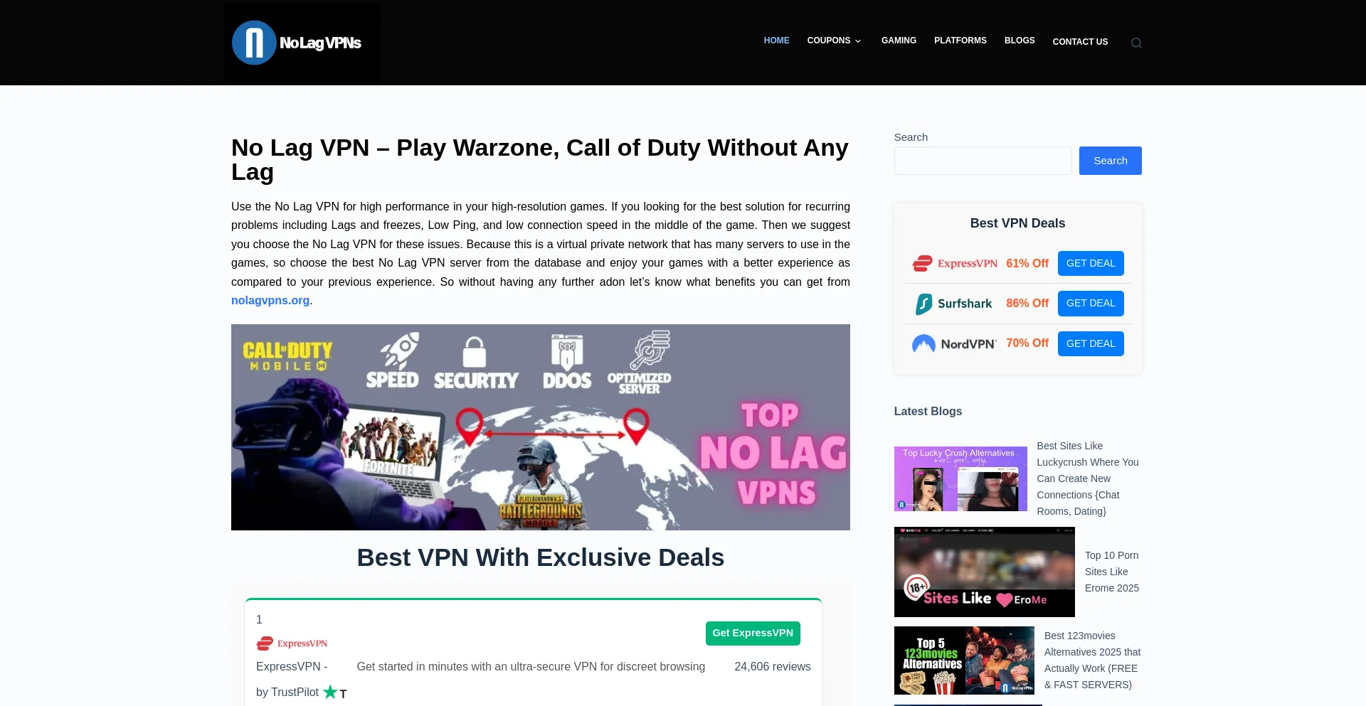 Website screenshot of Nolagvpns.org