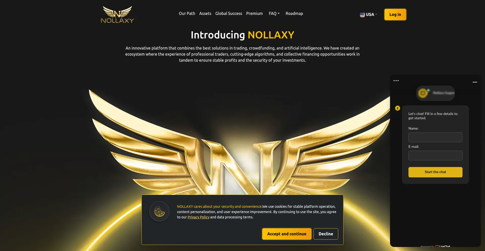 Website screenshot of Nollaxy.com