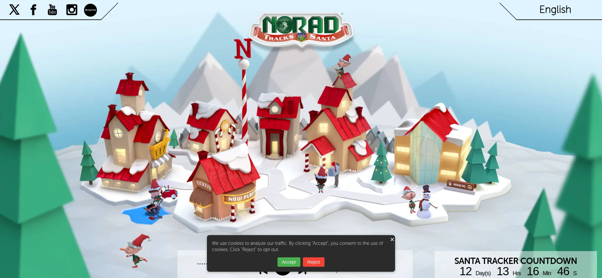 Website screenshot of Noradsanta.org