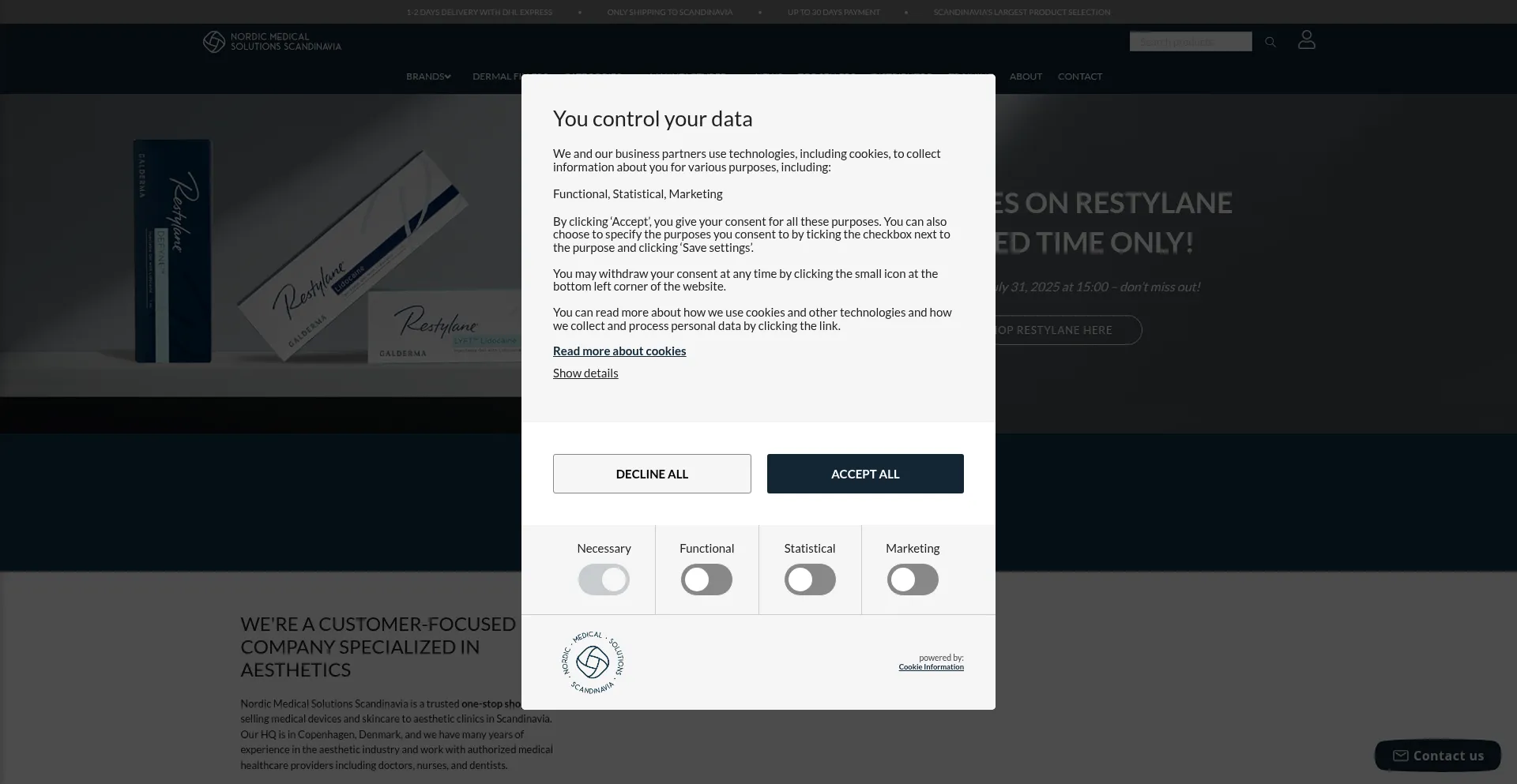 Website screenshot of Nordicmss.com