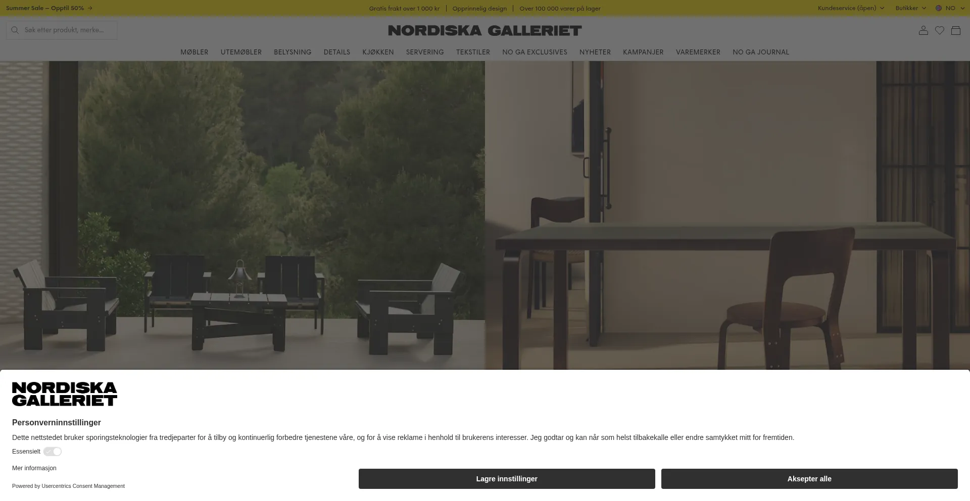 Website screenshot of Nordiskagalleriet.no
