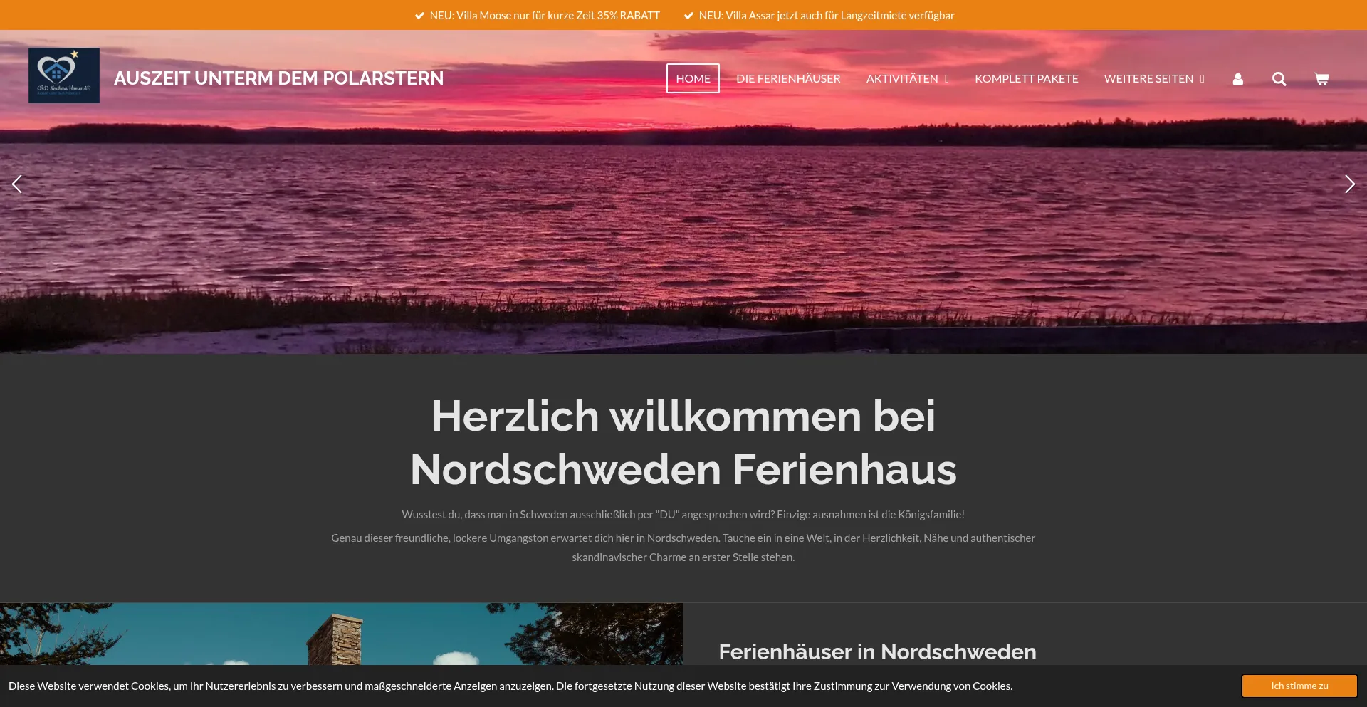 Website screenshot of Nordschweden-ferienhaus.de
