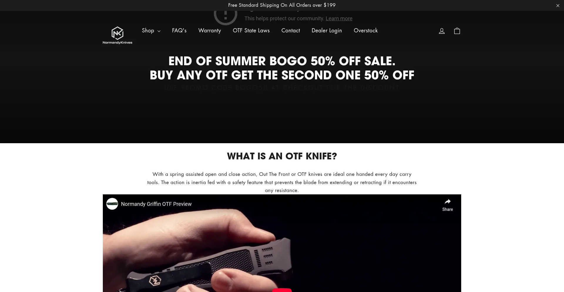 Website screenshot of Normandyknives.com