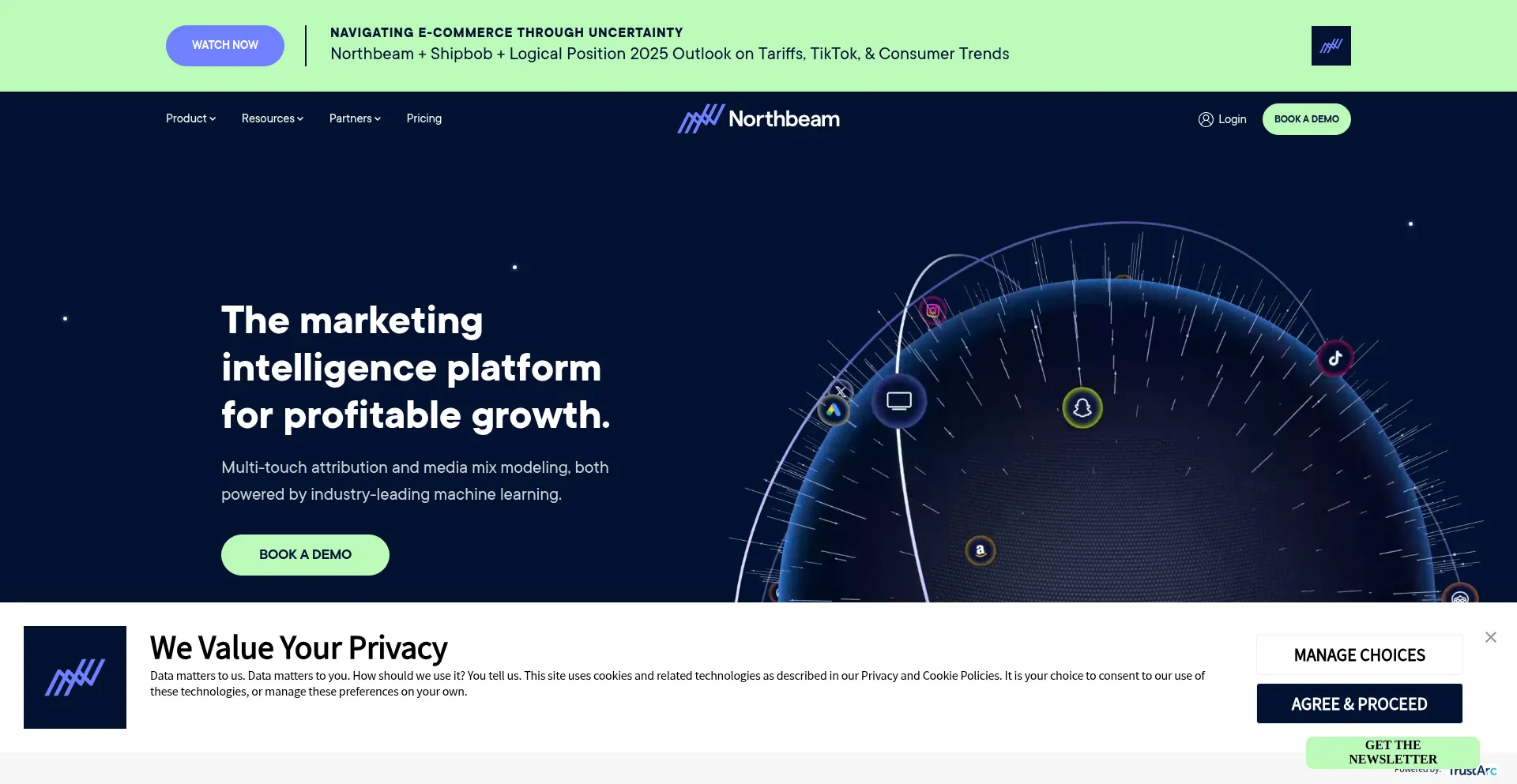 Website screenshot of Northbeam.io