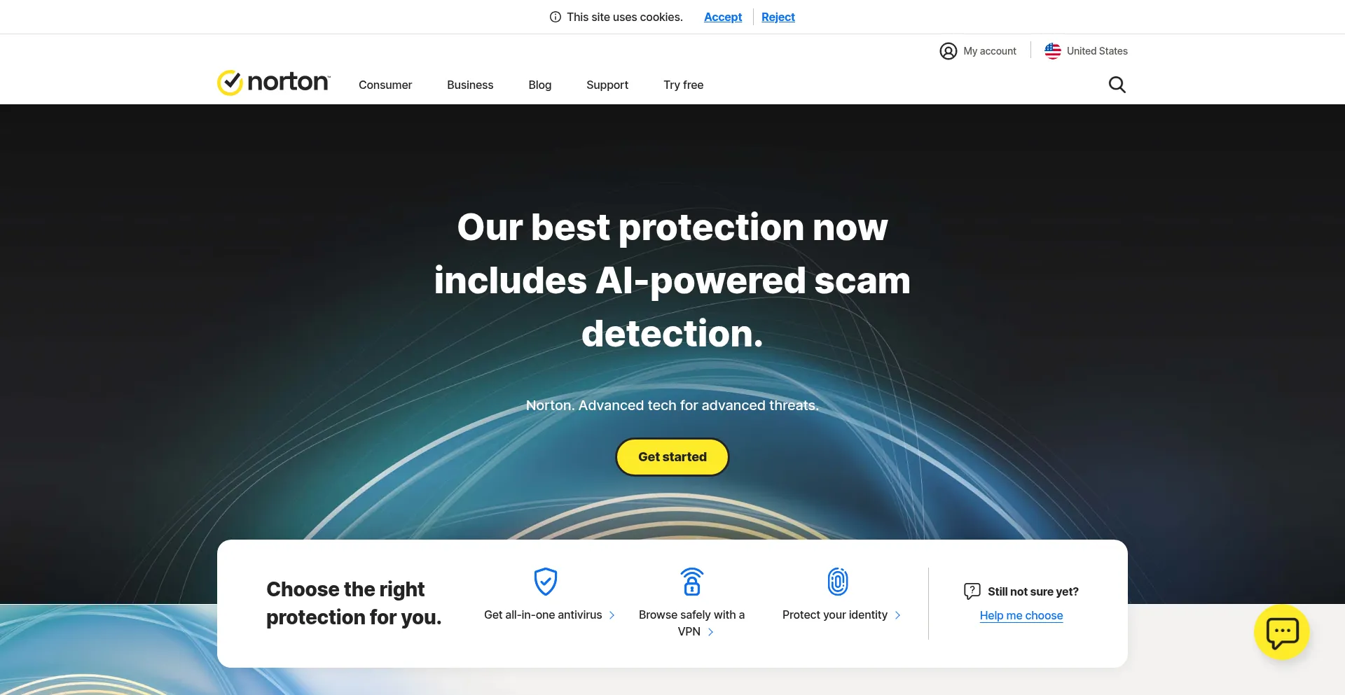 Website screenshot of Norton.com