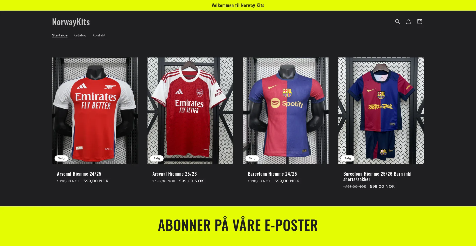 Website screenshot of Norwaykits.no