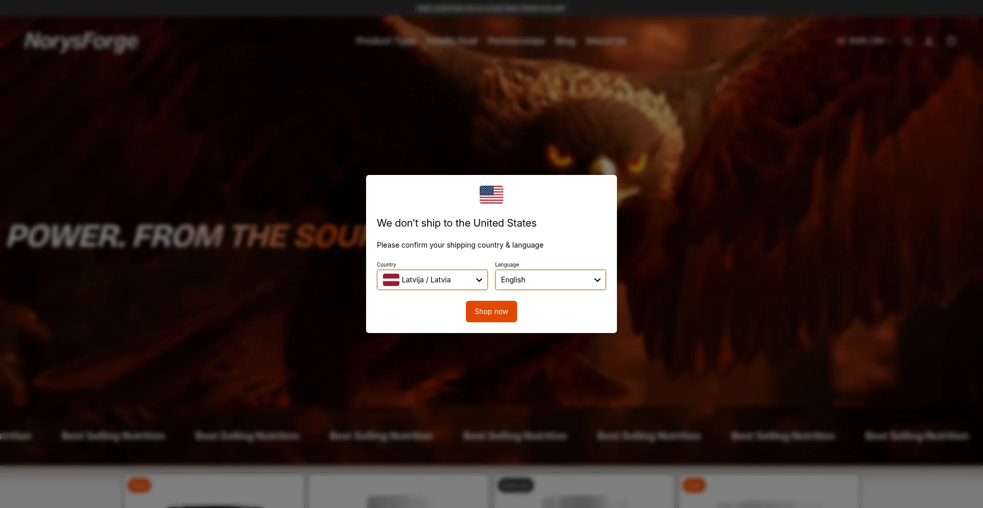 Website screenshot of Norysforge.com