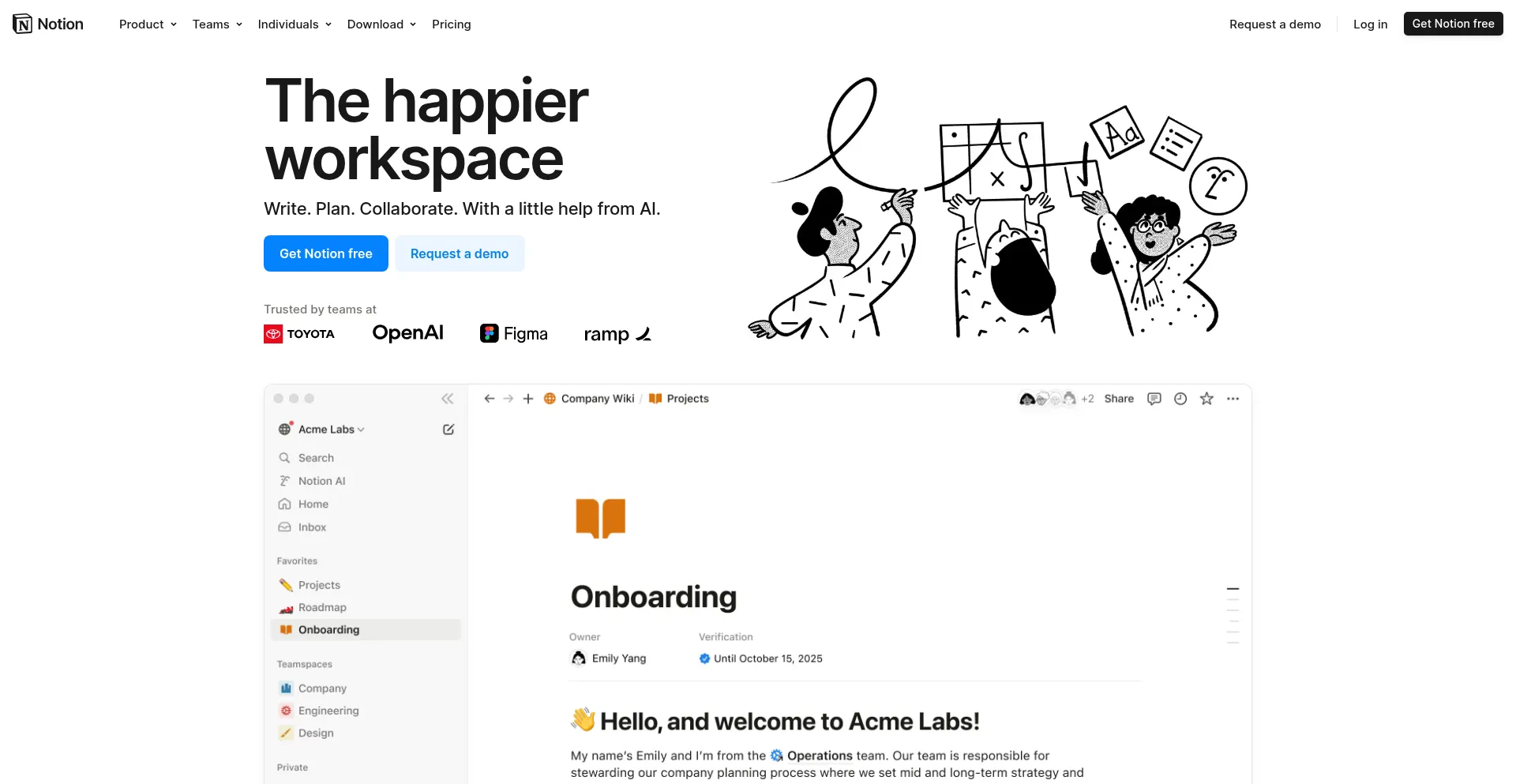Website screenshot of Notion.so