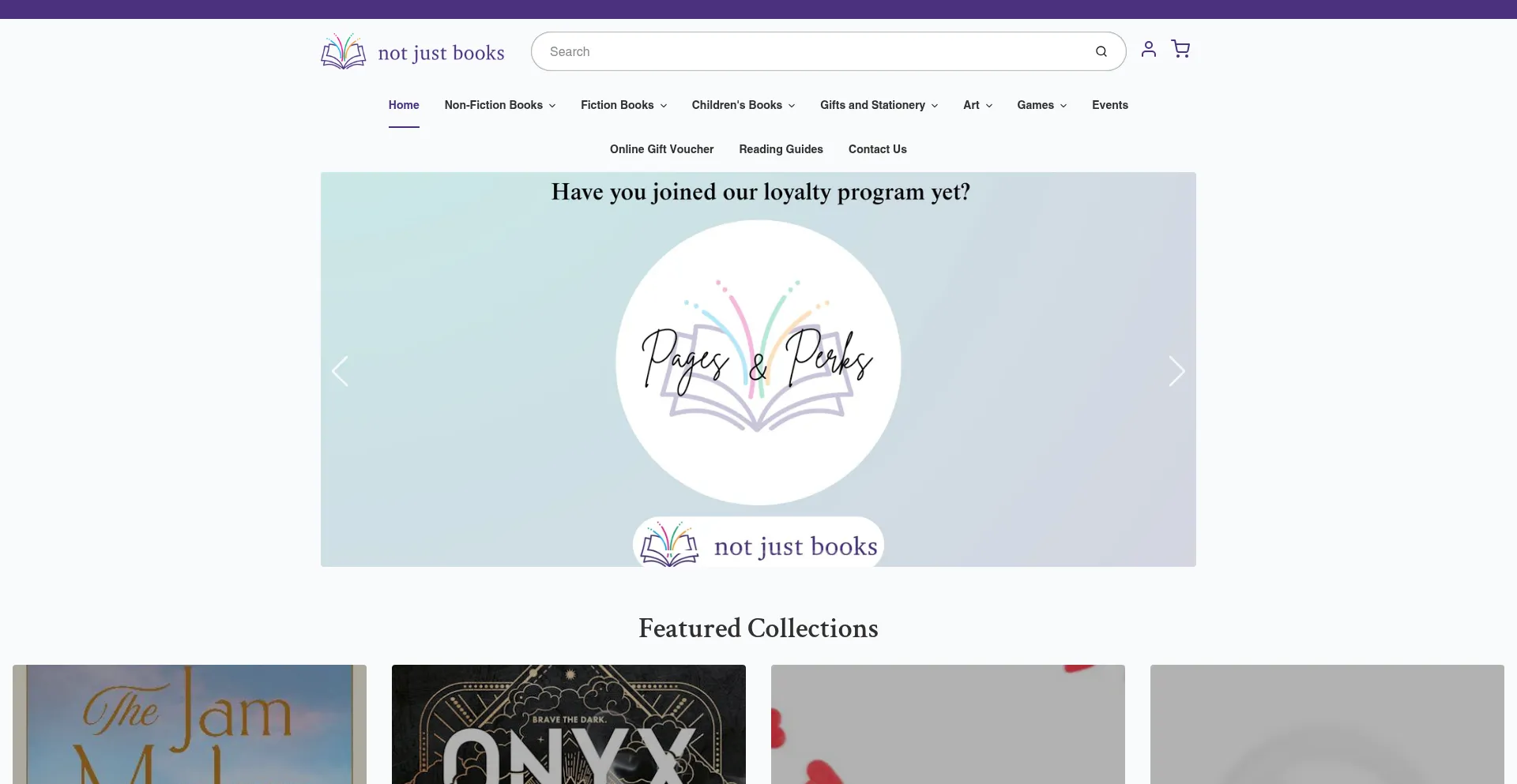 Website screenshot of Notjustbooks.com.au