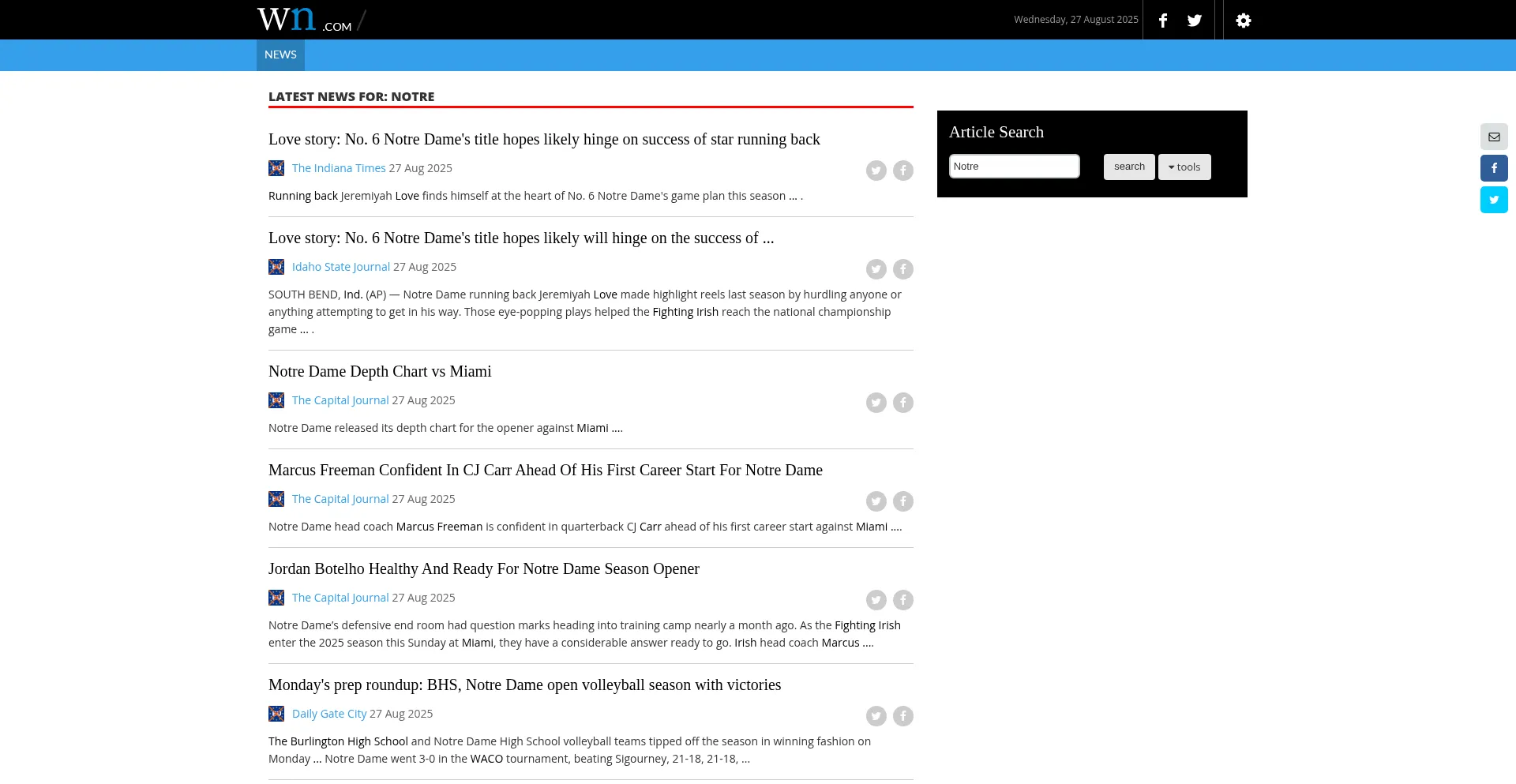 Website screenshot of Notre.com