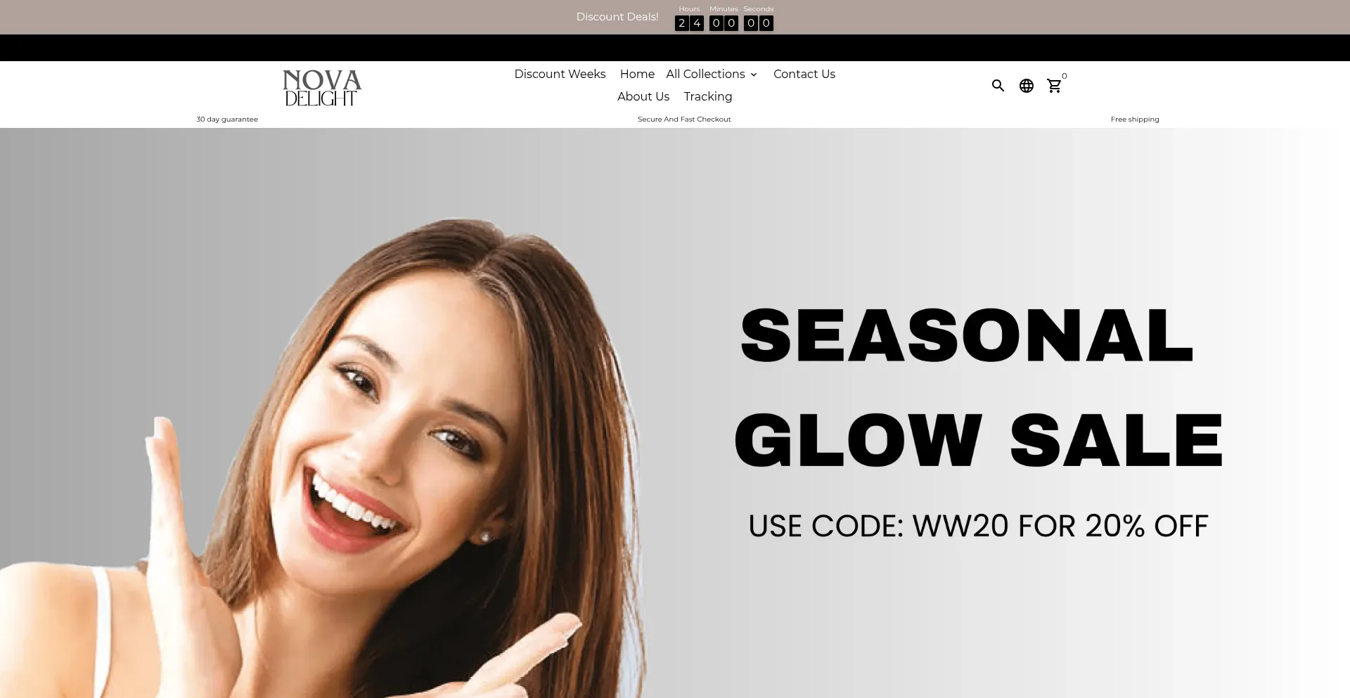 Website screenshot of Novadelight.com