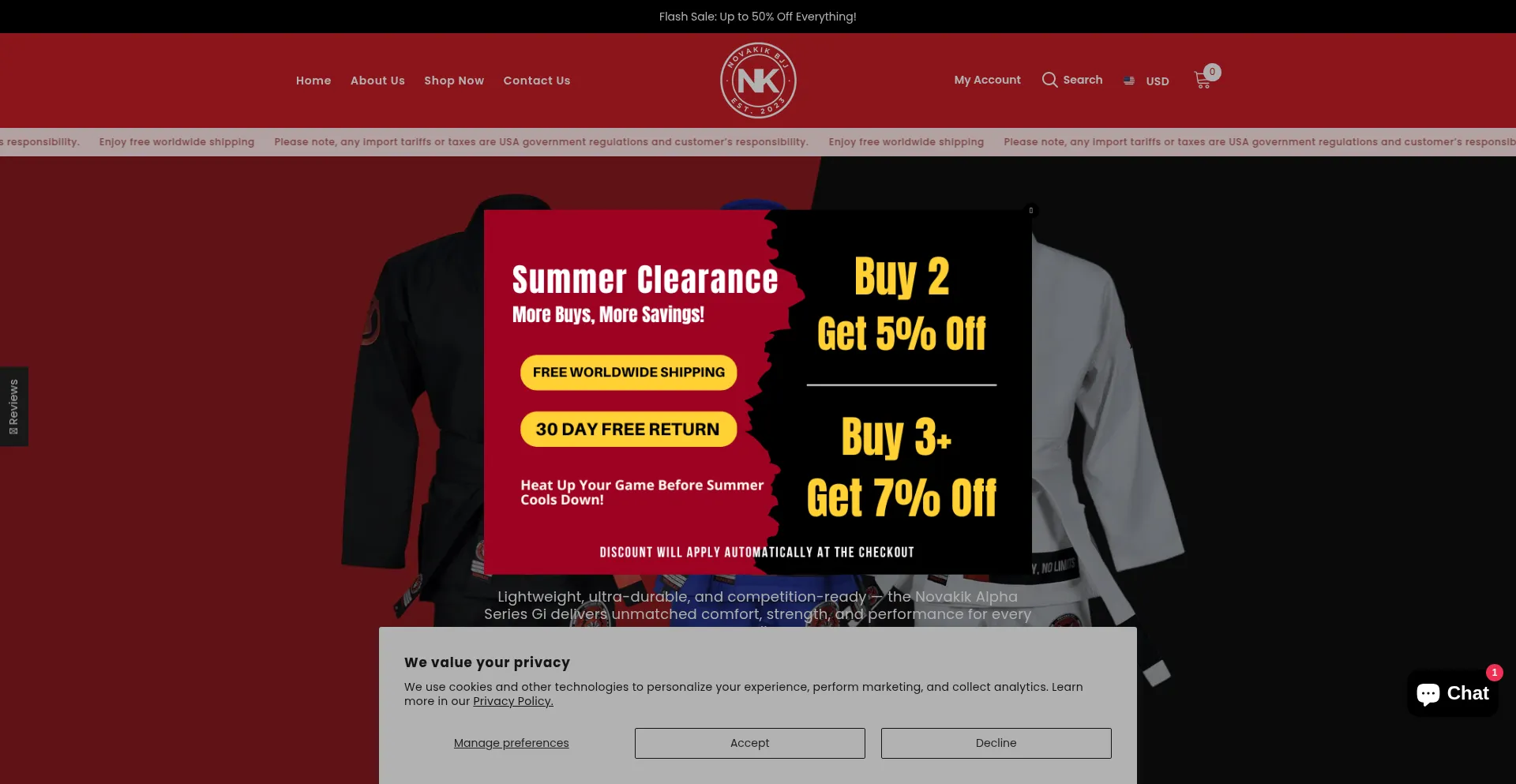 Website screenshot of Novakikbjj.com