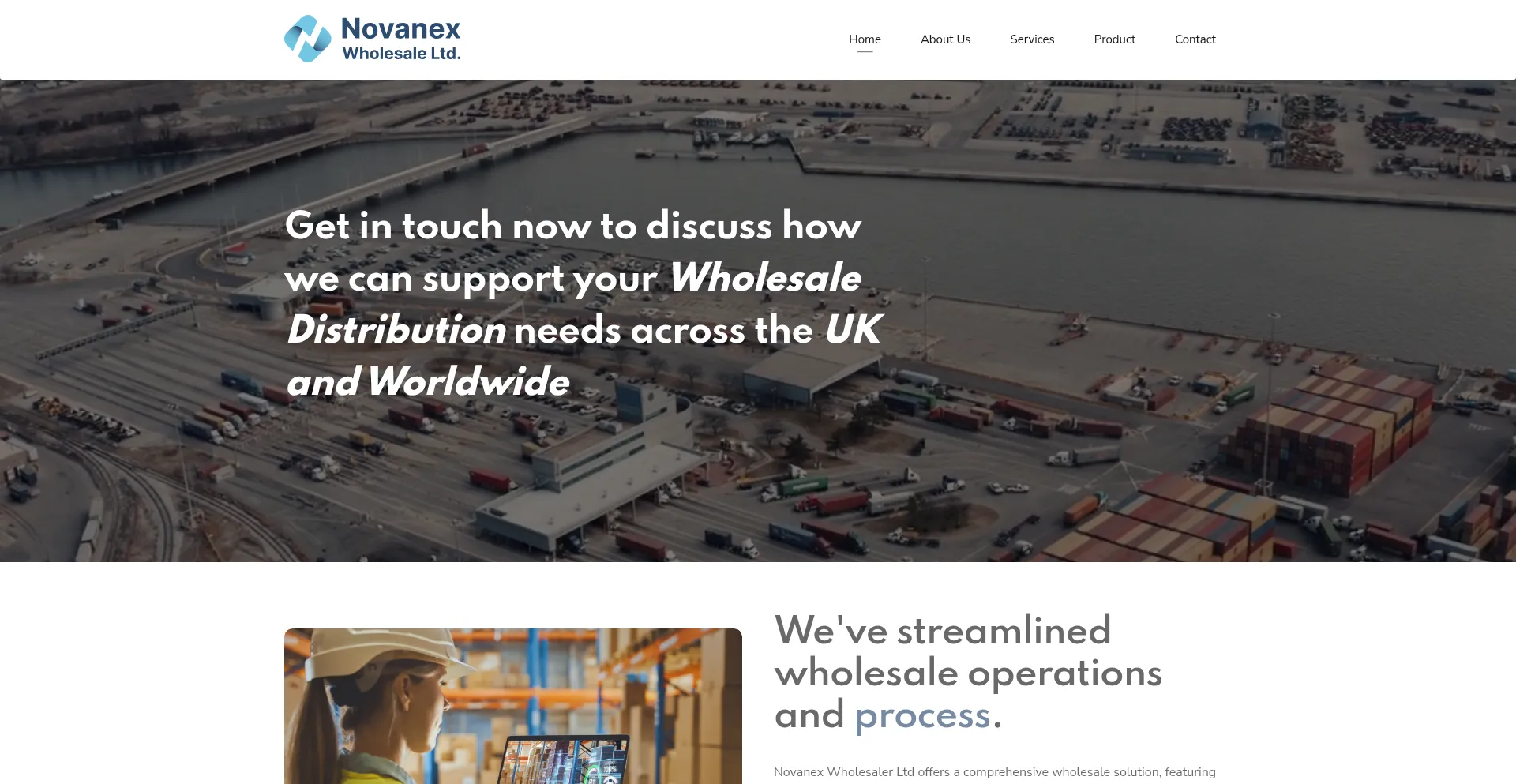 Website screenshot of Novanex.co.uk