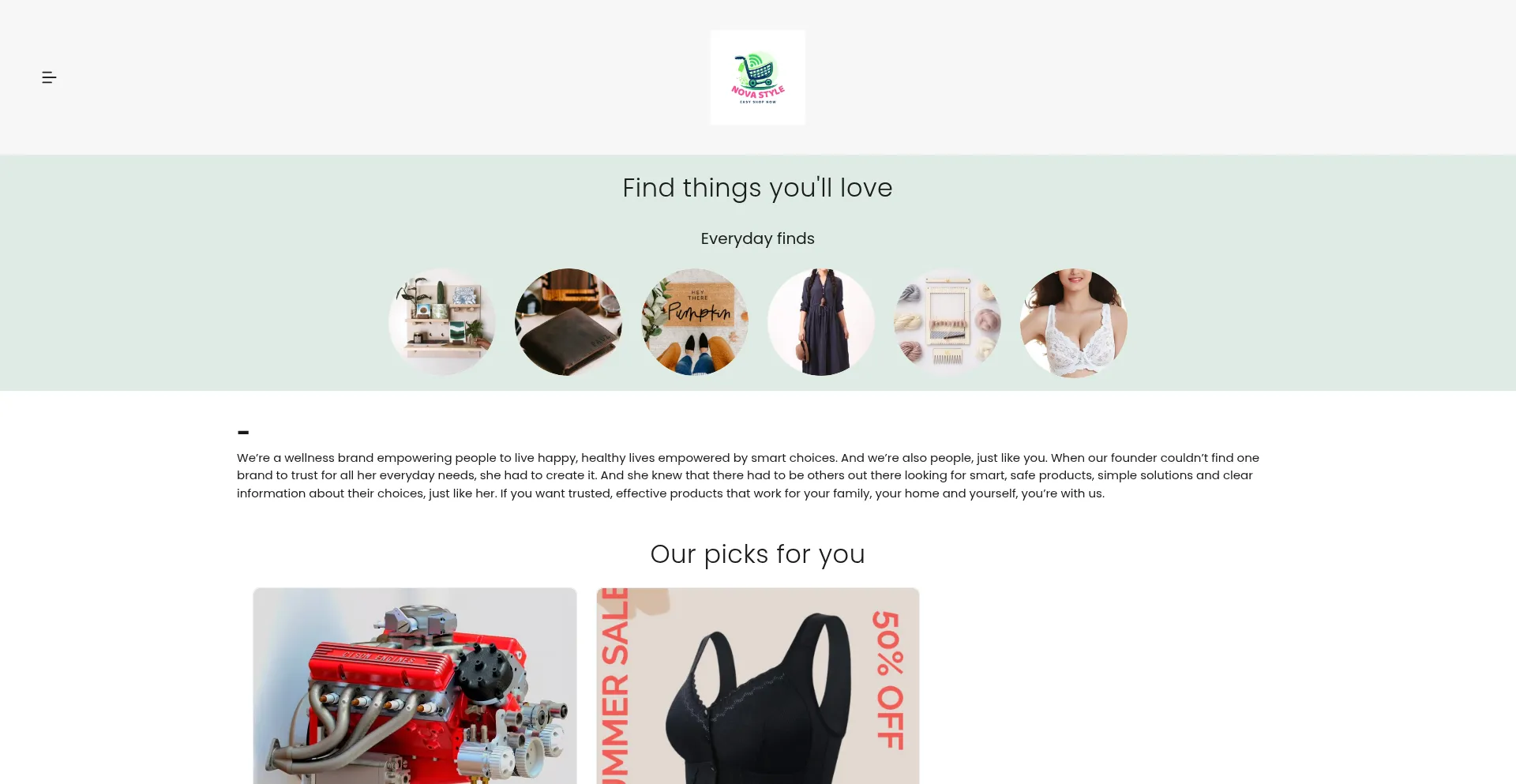 Website screenshot of Novastyletm.com