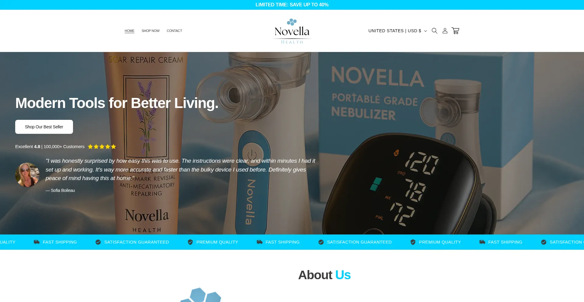 Website screenshot of Novella-health.com