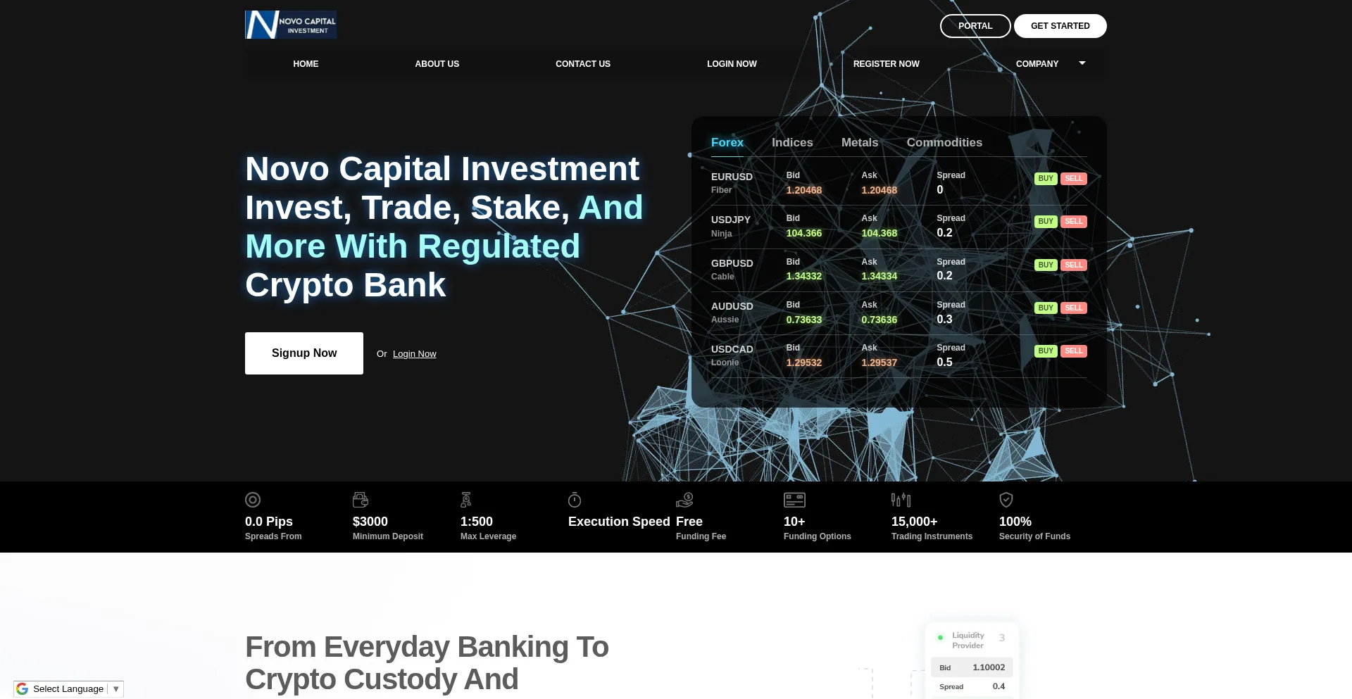 Website screenshot of Novocapitalinvestment.org