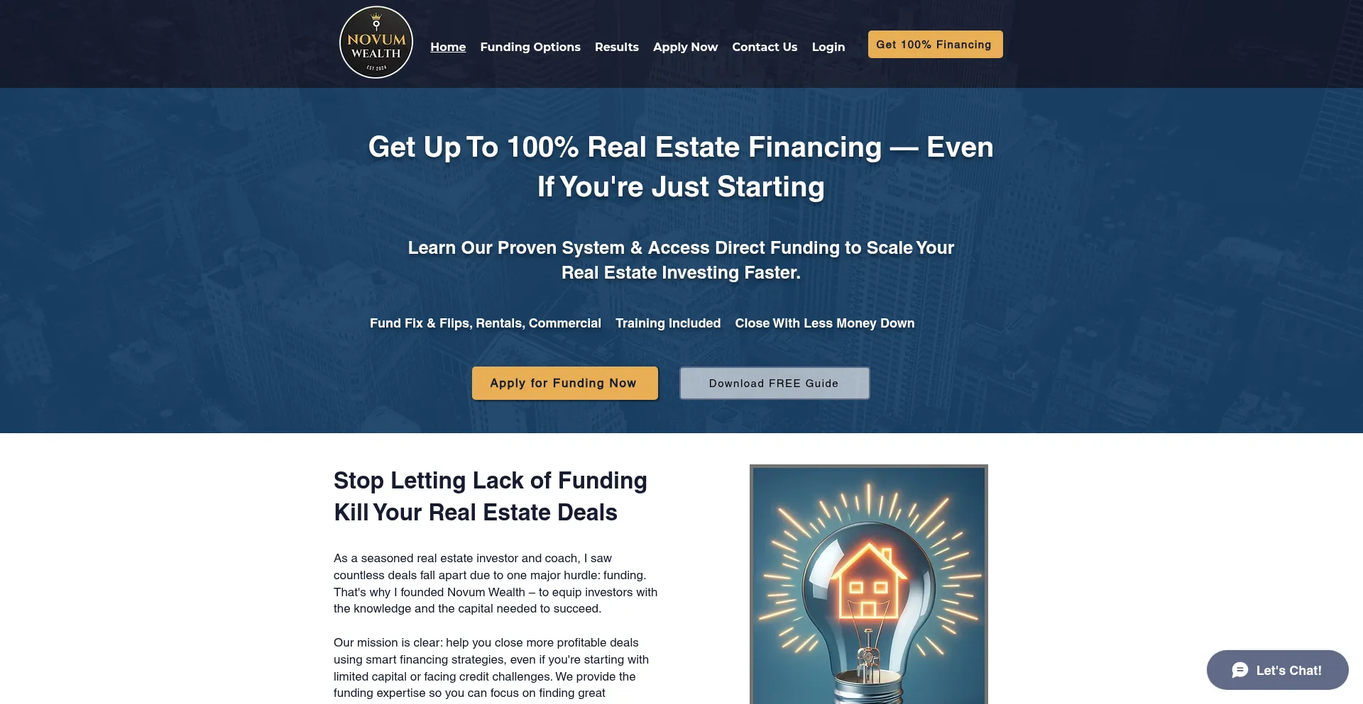 Website screenshot of Novumwealth.com