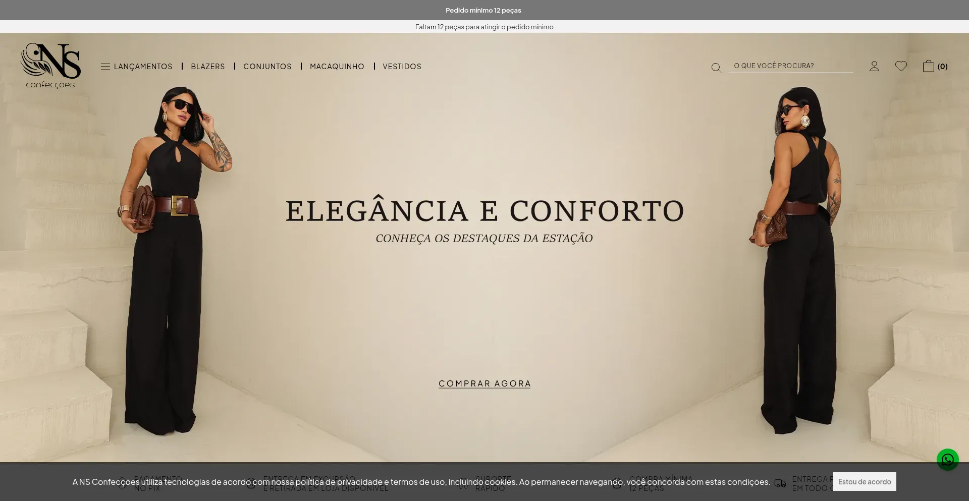Website screenshot of Nsconfeccoes.com.br