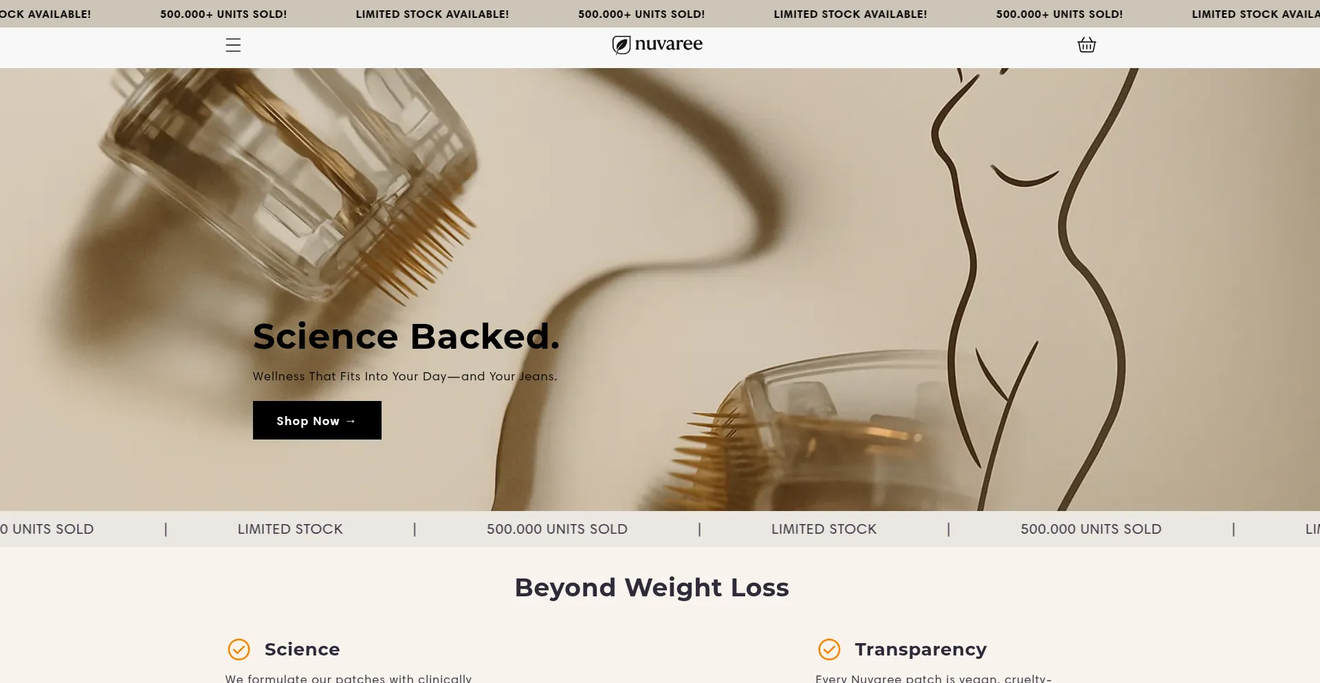 Website screenshot of Nuvaree.com