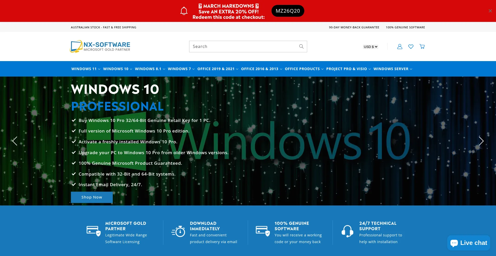 Website screenshot of Nxsoftware.com.au