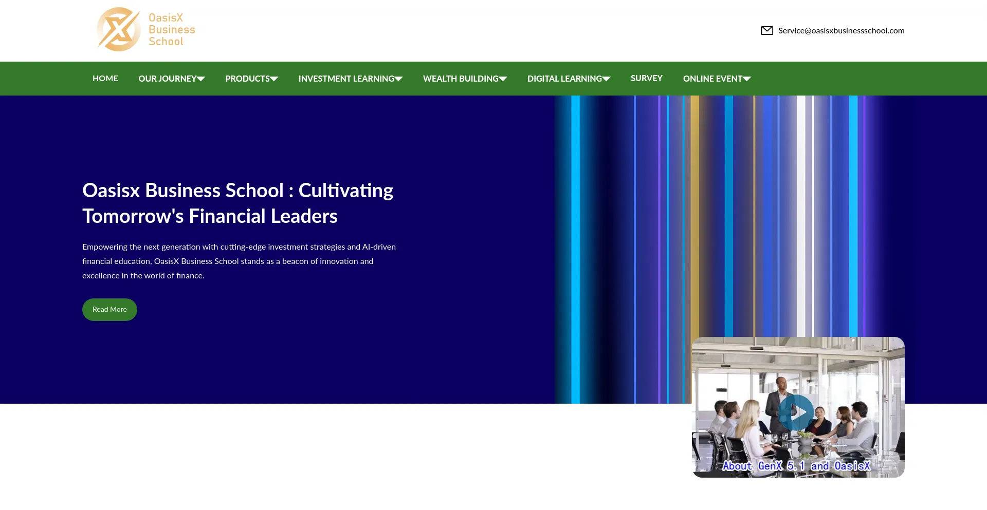Website screenshot of Oasisxbusinessschool.com